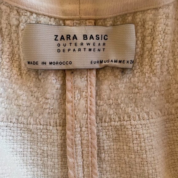 Zara Outerwear Jacket Cardigan Twill Small Cream Frayed Edges Boho - Picture 5 of 5